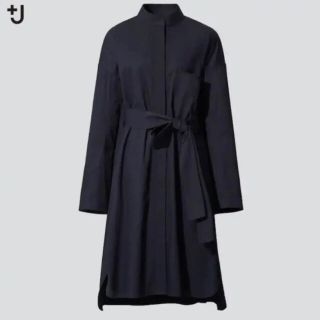 ユニクロ(UNIQLO)のみく様専用★+J シャツワンピース XSブラック(ひざ丈ワンピース)