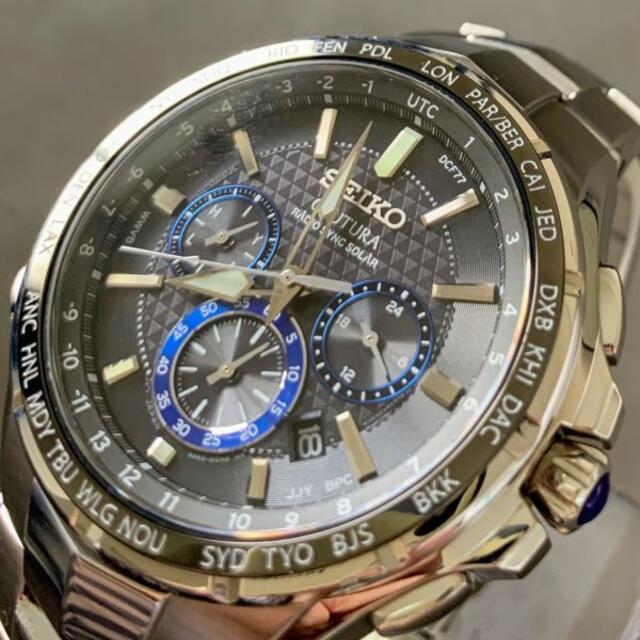 極美品】セイコー 電波ソーラー クロノグラフ SEIKO メンズ腕時計