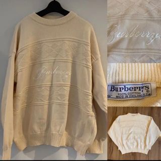 バーバリー(BURBERRY)のBURBERRY バーバリー　コットンニット　ロゴ　イングランド製　44(ニット/セーター)