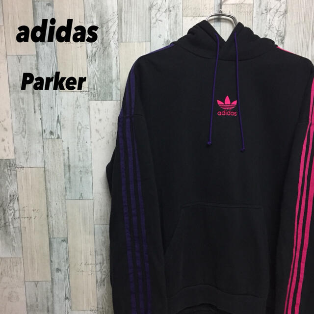 adidas(アディダス)の古着 90s adidas アディダス パーカー 刺繍ロゴ 3L メンズのトップス(パーカー)の商品写真