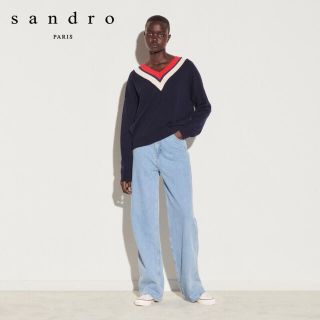 サンドロ(Sandro)の❤️Sandro2020秋新作　新品　紺ニット　セーター　綺麗上品(ニット/セーター)