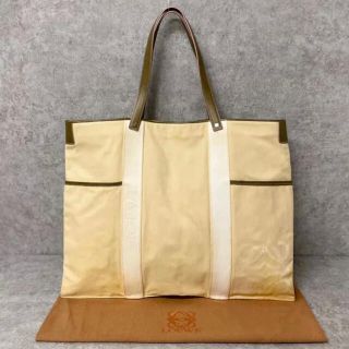 ロエベ(LOEWE)の良品 ロエベ アナグラム キャンバス レザー トートバッグ ハンドバッグ(トートバッグ)