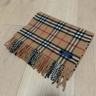 バーバリー(BURBERRY)のバーバリー　ラムウール　ベージュ　チェック柄マフラー(マフラー/ショール)