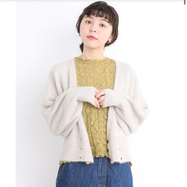 Dot&Stripes CHILDWOMAN(ドットアンドストライプスチャイルドウーマン)の ○ FOX40%混 ドルマンショートVカーディガン レディースのトップス(カーディガン)の商品写真