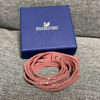 スワロフスキー(SWAROVSKI)の格安⭐︎スワロフスキー⭐︎レザーブレスレット⭐︎ピンク⭐︎箱なし(ブレスレット/バングル)