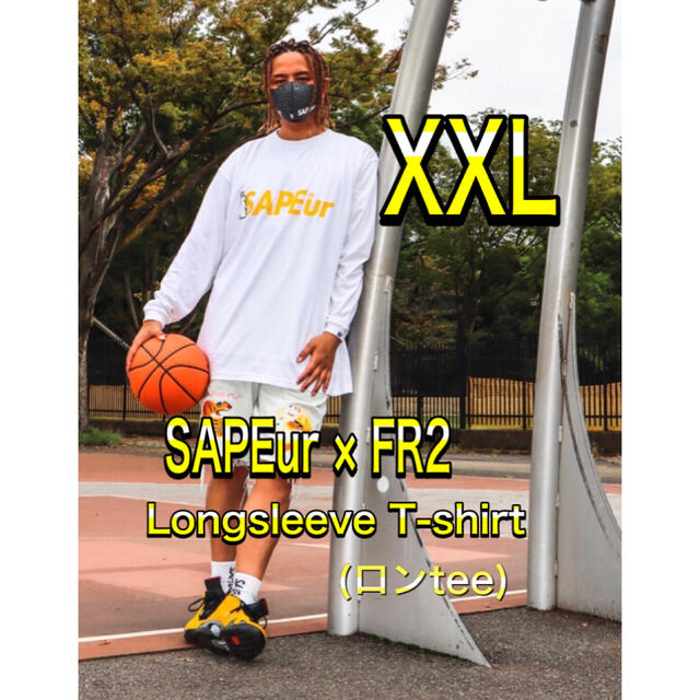 【残りわずか】 SAPEur XXL ホワイト ロンtee LS コラボ サプール FR2 × Tシャツ/カットソー(七分/長袖)