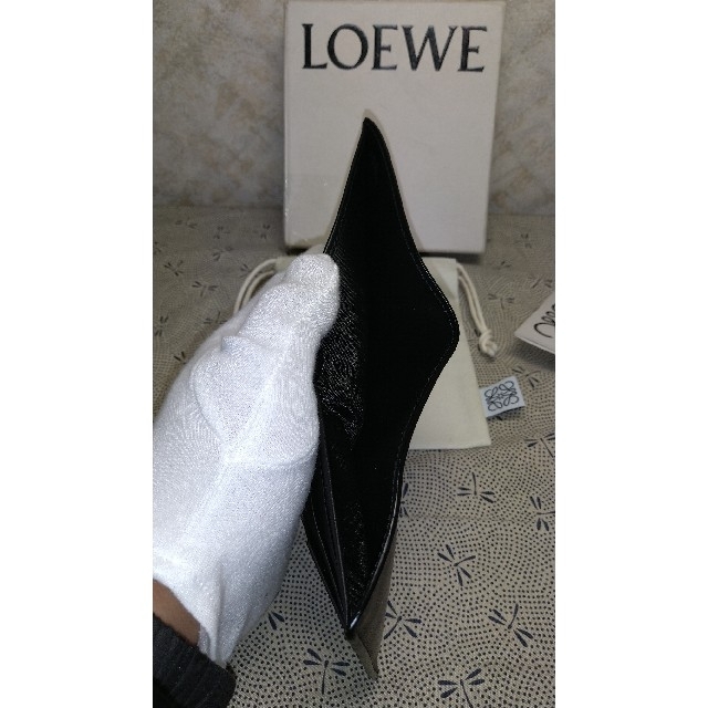 LOEWE本革製二つ折カード&札入黒×アナグラム白10.5×9.8×1.0cm