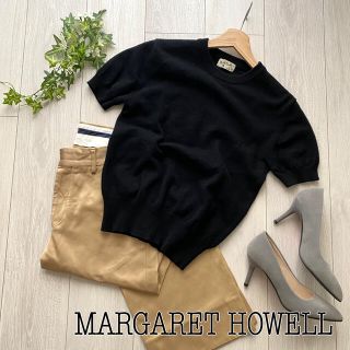 マーガレットハウエル(MARGARET HOWELL)のayunyan様専用【マーガレットハウエル】ウール100%黒の半袖ニット(ニット/セーター)