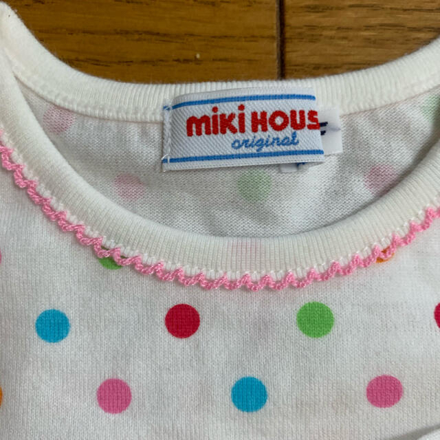 mikihouse(ミキハウス)のミキハウス 水玉模様 ロンT カットソー 80cm90cm 双子OK キッズ/ベビー/マタニティのベビー服(~85cm)(シャツ/カットソー)の商品写真