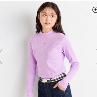 ジーユー(GU)の新品　GU　ガールズ　リブＴ　長袖　パープル(Tシャツ/カットソー)