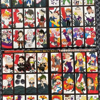 週刊少年ジャンプ付録　鬼滅の刃呪術廻戦ワンピースミニクリアファイル、花札等6枚