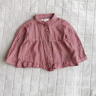 ザラキッズ(ZARA KIDS)のZARAbaby チェック フリル シャツ(シャツ/カットソー)