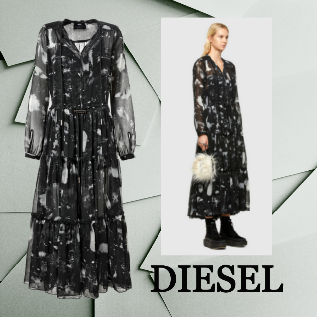 DIESEL(ディーゼル)のSALE☆【DIESEL】ブリーチ柄　マキシロングワンピース レディースのワンピース(ロングワンピース/マキシワンピース)の商品写真