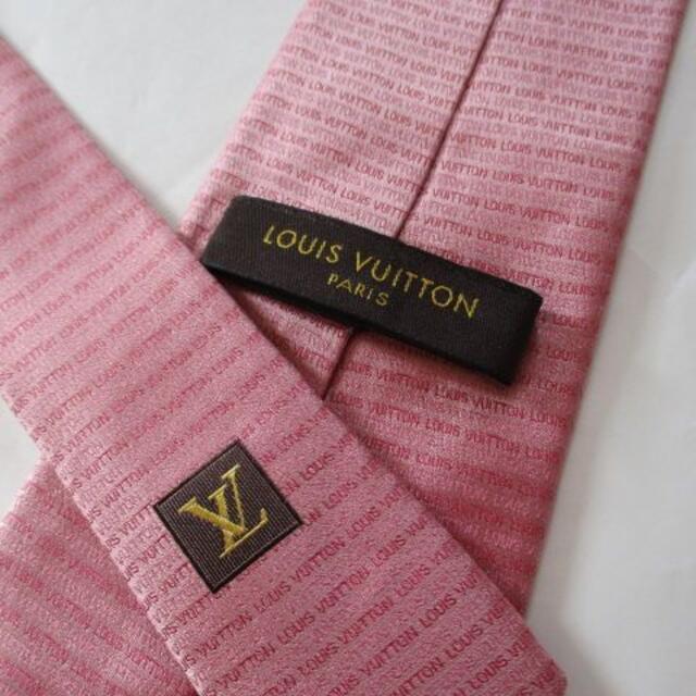 LOUIS VUITTON(ルイヴィトン)のルイヴィトン LV シルク ネクタイ ピンク イタリア製 美品 メンズのファッション小物(ネクタイ)の商品写真