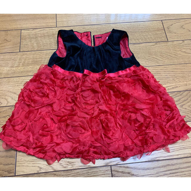 【美品】ワンピース ドレス　赤 キッズ/ベビー/マタニティのベビー服(~85cm)(セレモニードレス/スーツ)の商品写真