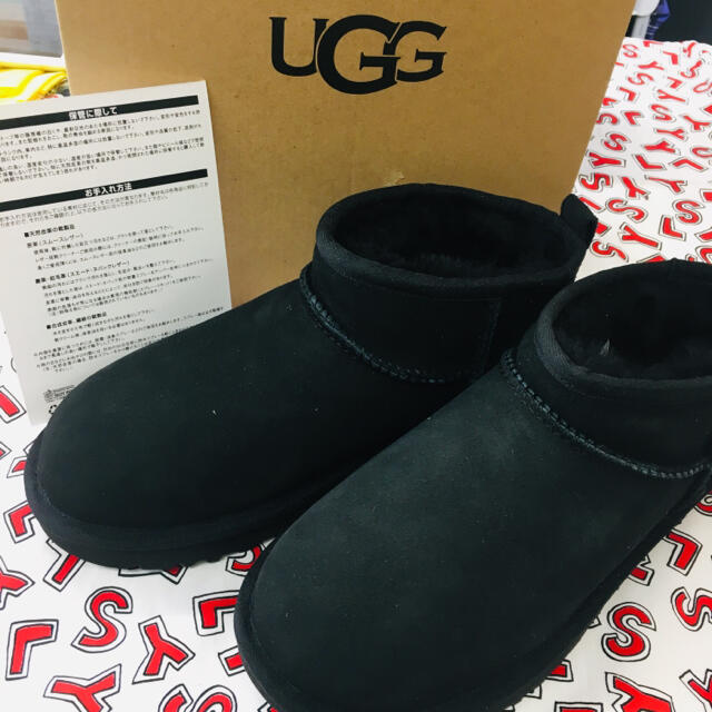 新品 未使用 UGG 23cm ショート ムートン ブラック 11/27 ♩42