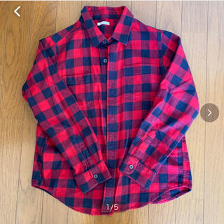 ジーユー(GU)のGU 140サイズ チェック　長袖　シャツ　男女兼用(Tシャツ/カットソー)