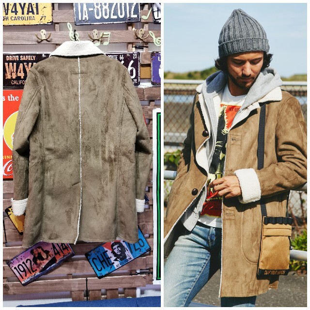 HYSTERIC GLAMOUR(ヒステリックグラマー)のヒステリックグラマームートン調ボアランチコート　M メンズのジャケット/アウター(チェスターコート)の商品写真