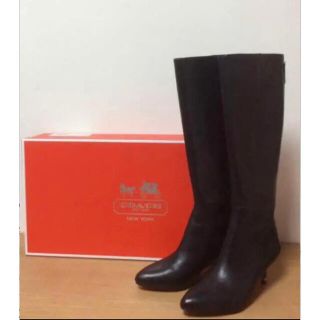 コーチ(COACH)のFAYTH ITL SEMI MATTE CALF レザーロングブーツ 36.5(ブーツ)