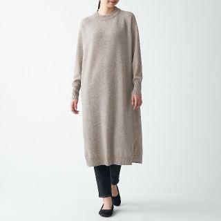 ムジルシリョウヒン(MUJI (無印良品))の◇新品◇ 無印良品ヤク入りウールモックネックワンピース／モカブラウン／Ｍ～Ｌ(ひざ丈ワンピース)