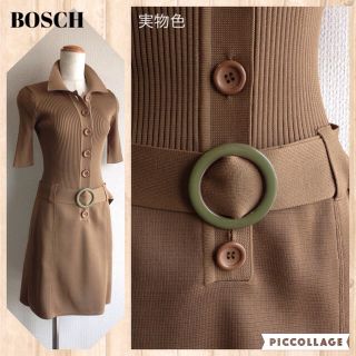 ボッシュ(BOSCH)の美品♪BOSCH茶色ニットタイトワンピ(ひざ丈ワンピース)