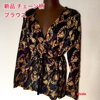 ザラ(ZARA)の新品 チェーン柄・スカーフ柄 ブラウス(シャツ/ブラウス(長袖/七分))