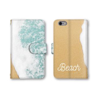 ビーチ 波 スマホケース 手帳型ケース スマホカバー ミラー 鏡(スマホケース)