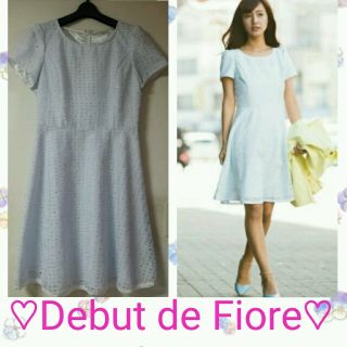 デビュードフィオレ(Debut de Fiore)のDebut de Fiore 花刺繍op(ひざ丈ワンピース)