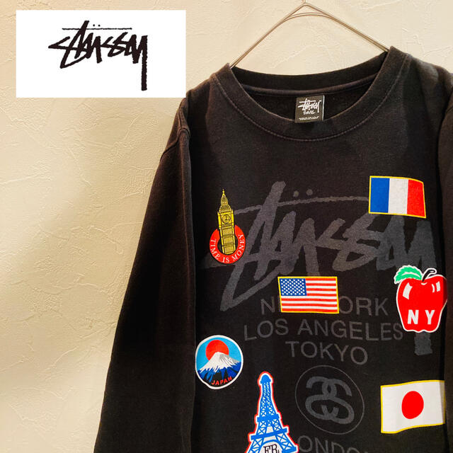 【激レア】STUSSY ステューシー　スウェット　トレーナー　黒　ゆるだぼ