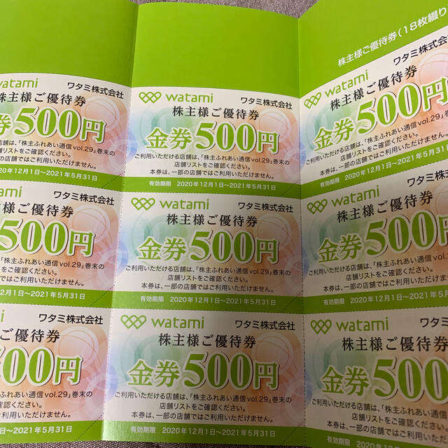 優待券/割引券ワタミの株主優待　18000円分