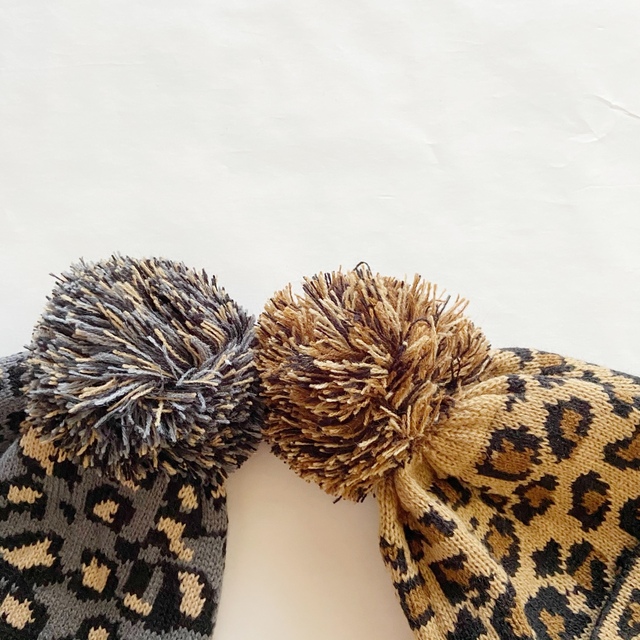 leopard beanie キッズ/ベビー/マタニティのこども用ファッション小物(帽子)の商品写真