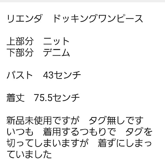 rienda(リエンダ)のリエンダ　ドッキングワンピース　新品未使用タグ無し レディースのワンピース(ひざ丈ワンピース)の商品写真