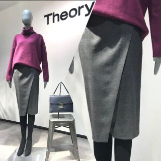 セオリー(theory)の美品　セオリー　ラップスカート　定価37400円(ひざ丈スカート)