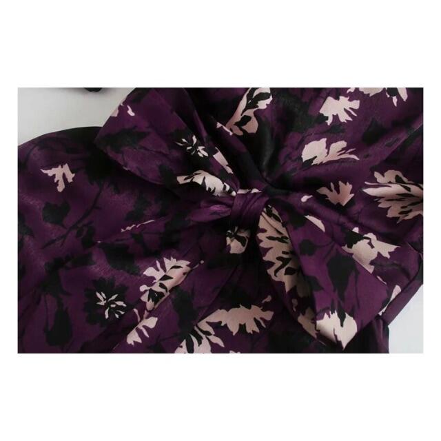 ZARA(ザラ)の🍁秋冬新作☃️2970◆purple 花柄 ワンピース  レディースのワンピース(ひざ丈ワンピース)の商品写真