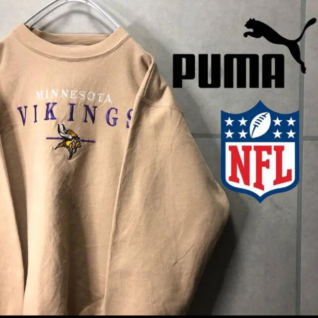 PUMA(プーマ)の古着　プーマ★NFLミネソタ・バイキングス刺繍ロゴスウェットトレーナー メンズのトップス(スウェット)の商品写真