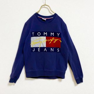 トミーヒルフィガー(TOMMY HILFIGER)の【廃盤】トミーヒルフィガー フラッグ ロゴ スウェット レディース M ネイビー(トレーナー/スウェット)