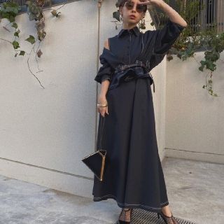 アメリヴィンテージ(Ameri VINTAGE)のGENTLEWOMAN OVERLAP DRESS(ロングワンピース/マキシワンピース)