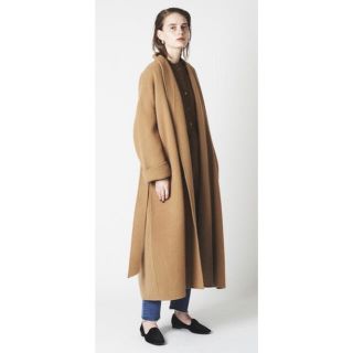 ユナイテッドアローズ(UNITED ARROWS)のノーク ウールリバーショールカラーガウンコート ベージュ 2 2020 FW(ロングコート)