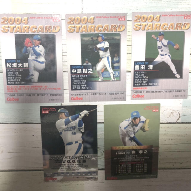 プロ野球チップス　西武ライオンズ　5枚　キラ　松坂 エンタメ/ホビーのタレントグッズ(スポーツ選手)の商品写真