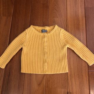 ベビーギャップ(babyGAP)のbabyGAP コットンニット　カーディガン　リブ　イエロー(カーディガン/ボレロ)