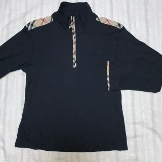 バーバリー(BURBERRY)の美品　バーバリー　ハイネックハーフジップ長袖　黒2  ゴルフにも(カットソー(長袖/七分))