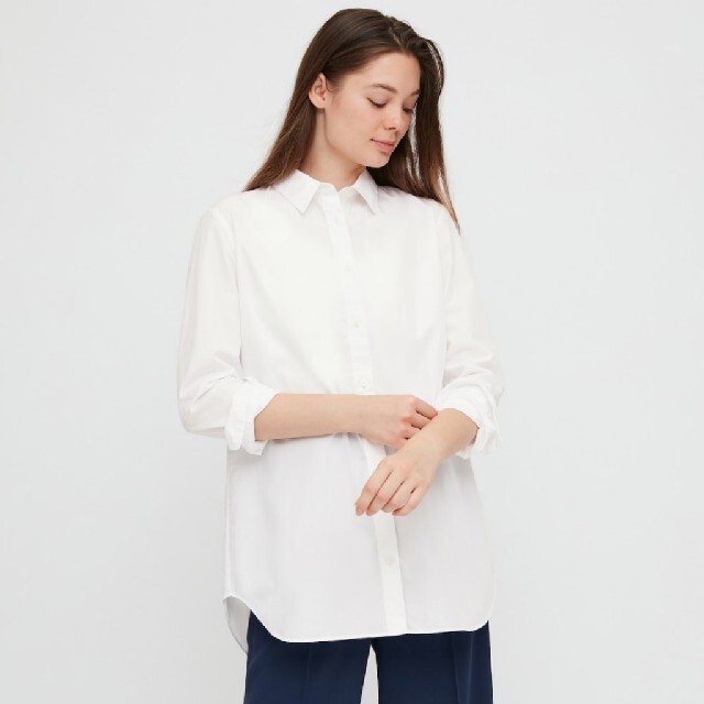 UNIQLO(ユニクロ)のエクストラファインコットンロングシャツ レディースのトップス(シャツ/ブラウス(長袖/七分))の商品写真