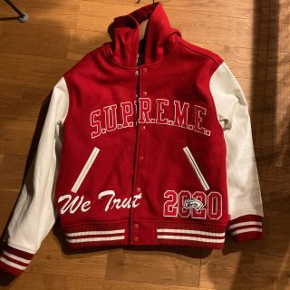 シュプリーム(Supreme)のsupreme king hooded varsity jacket red(スタジャン)