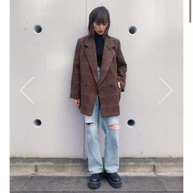 moussy(マウジー)の新作をお安く♡moussy CHECK MIDDLE ジャケット♡茶 レディースのジャケット/アウター(テーラードジャケット)の商品写真