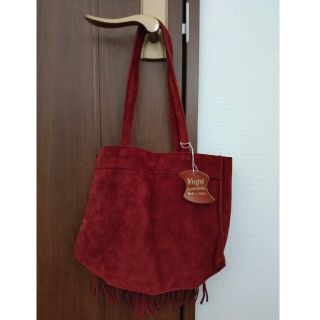 ☆バックスキンフリンジトートバッグ、レッド(トートバッグ)