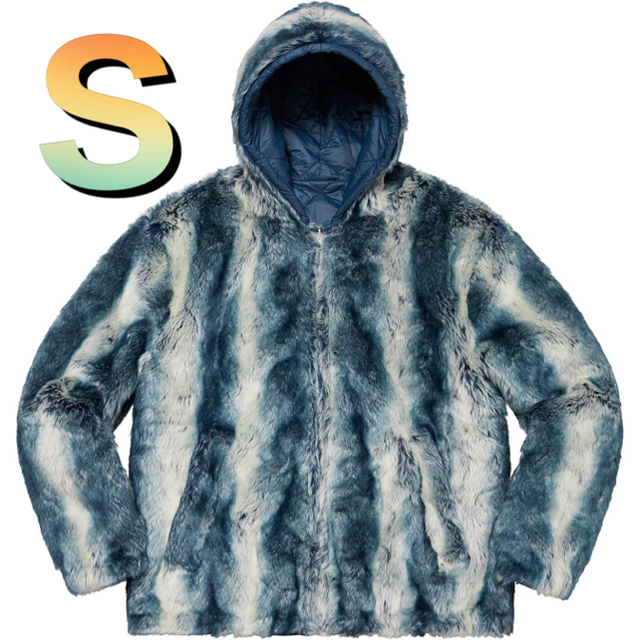【S】Faux Fur Reversible Hooded Jacket 青