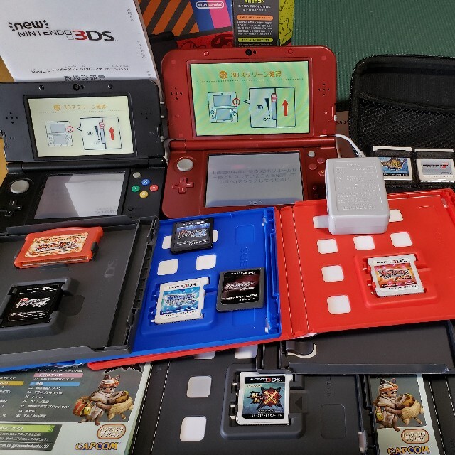 Nintendo 3DS ブラック&Nintendo 3dSLLレッド&カセット
