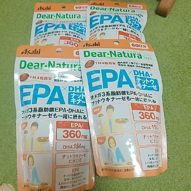 新品、未開封、アサヒ ディアナチュラ　EPA　DHA　ナットウキナーゼ　4袋