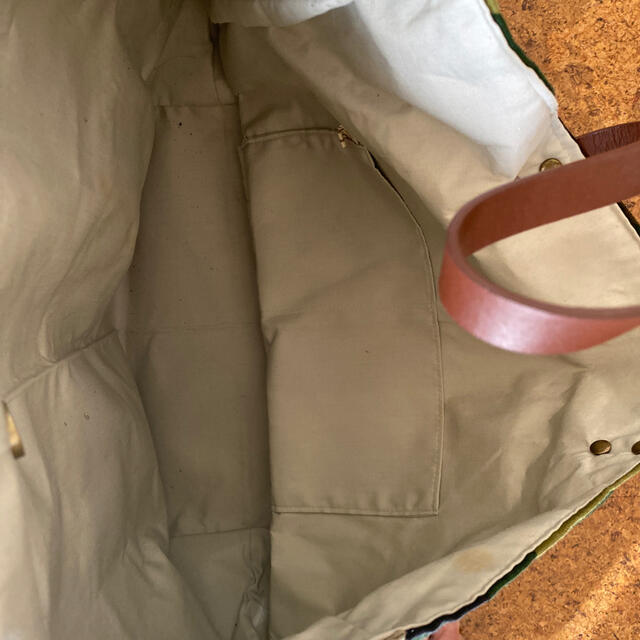 デニムリメイクトートバッグ ハンドメイドのファッション小物(バッグ)の商品写真