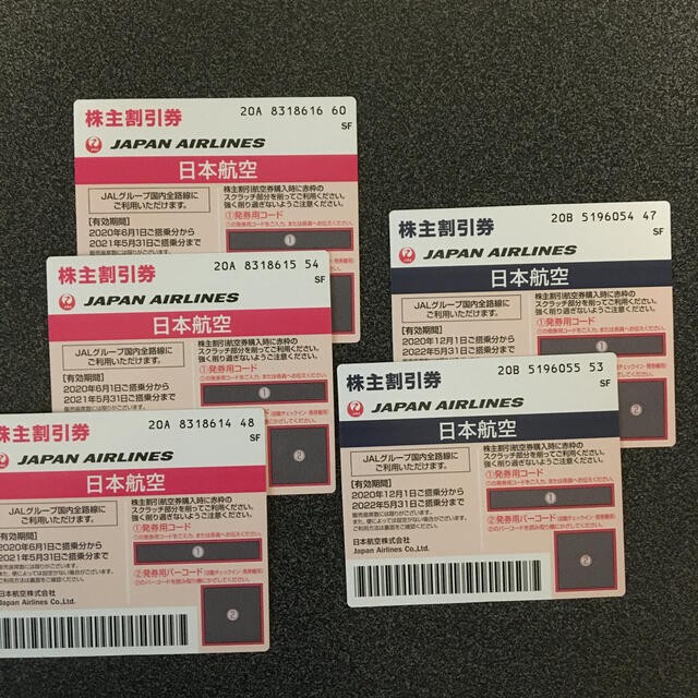 JAL(日本航空)(ジャル(ニホンコウクウ))のJAL 株主割引券　5枚 チケットの優待券/割引券(その他)の商品写真